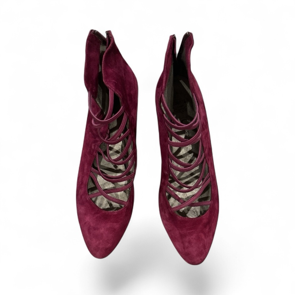 JEFFREY CAMPBELL WITCHY WHIMSY GOTH PURPLE WEDGE POINTY TOE VINTAGE CAGE SHOES 8 - Picture 2 of 11